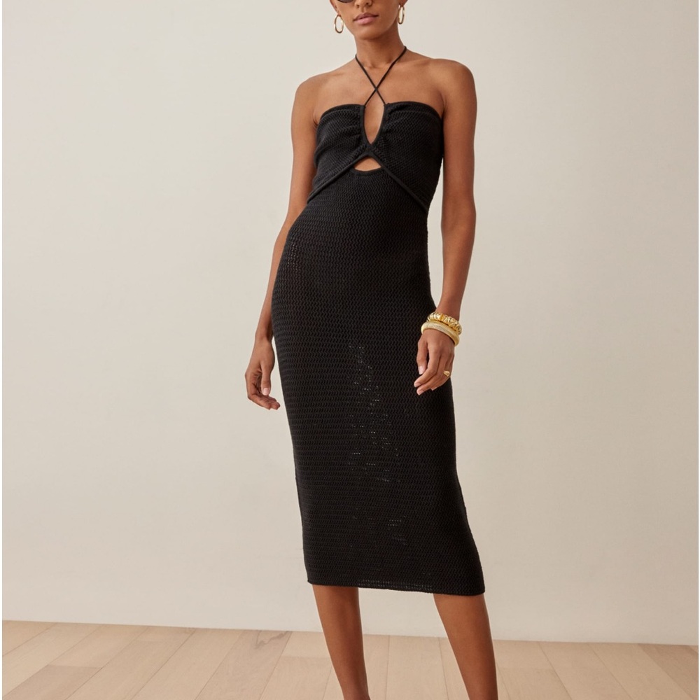 Reformation Black Midi Dress
